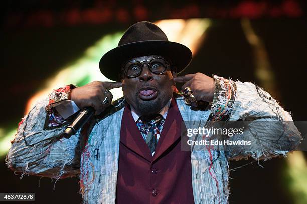 George Clinton and Parliament Funkadelic perform on stage at Wilderness Festival on August 8, 2015 in Oxford, United Kingdom.