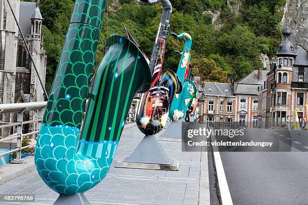 saxophon bridge, dinant - namur stock-fotos und bilder