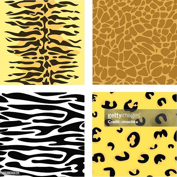 ilustraciones, imágenes clip art, dibujos animados e iconos de stock de patrón sin costuras skins - piel leopardo