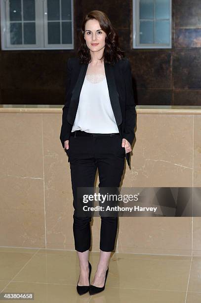 Actress Michelle Dockery attends the press launch of "Downton Abbey" at May Fair Hotel on August 13, 2015 in London, England.