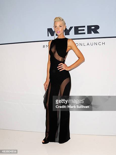 Kate Peck arrives ahead of the Myer Spring 2015 Fashion Launch on August 13, 2015 in Sydney, Australia.