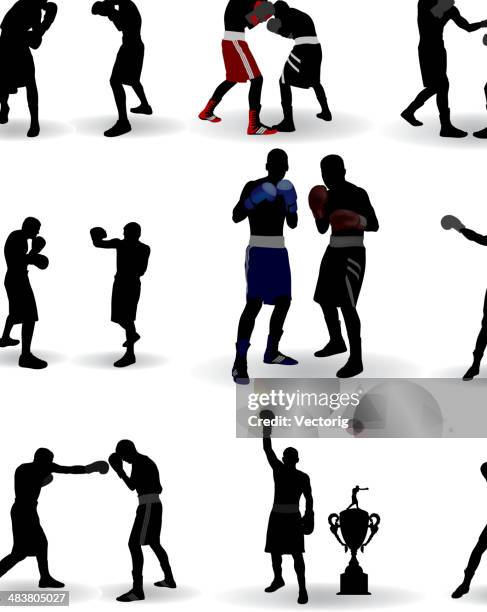 boxing silhouette - individual event stock illustrations