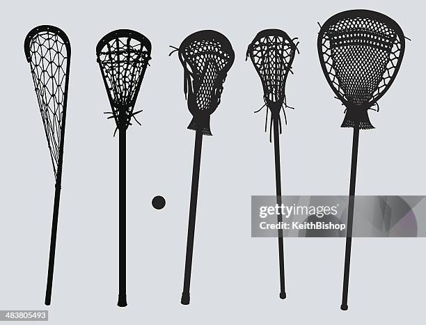 lacrosse sticks - old to new and goalie - crosier stock illustrations