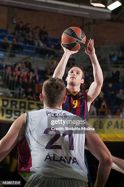 Marcelinho Huertas, #9 of FC Barcelona in action during the 2013-2014 Turkish Airlines Euroleague Top 16 Date 14 game between FC Barcelona Regal v...