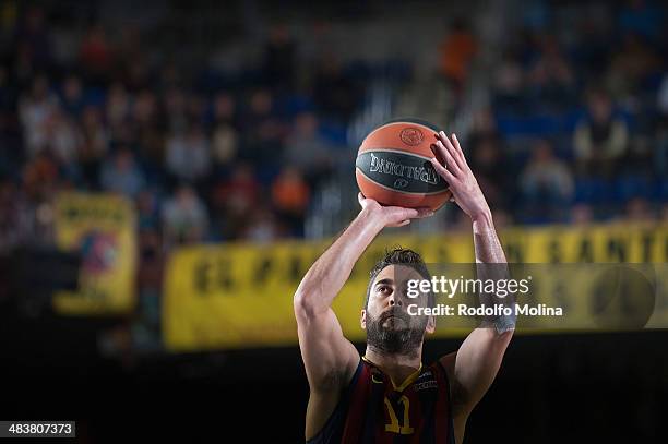 Juan Carlos Navarro, #11 of FC Barcelona in action during the 2013-2014 Turkish Airlines Euroleague Top 16 Date 14 game between FC Barcelona Regal v...