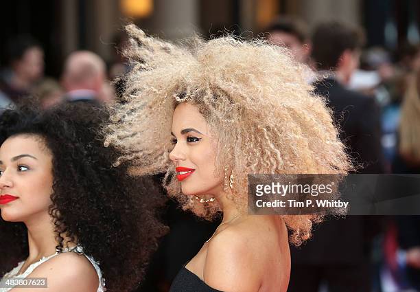 Jess Plummer of Neon Jungle attend the World Premiere of "The Amazing Spider-Man 2" at Odeon Leicester Square on April 10, 2014 in London, England.