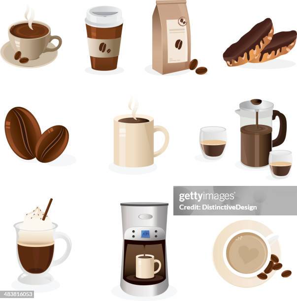 icon-set"" - kaffee macchiato stock-grafiken, -clipart, -cartoons und -symbole
