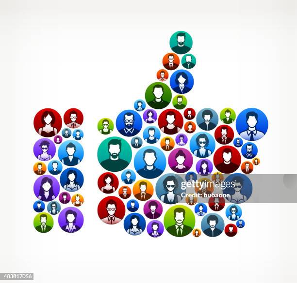 thumbs up people faces community and communication pattern. - understanding face stock illustrations