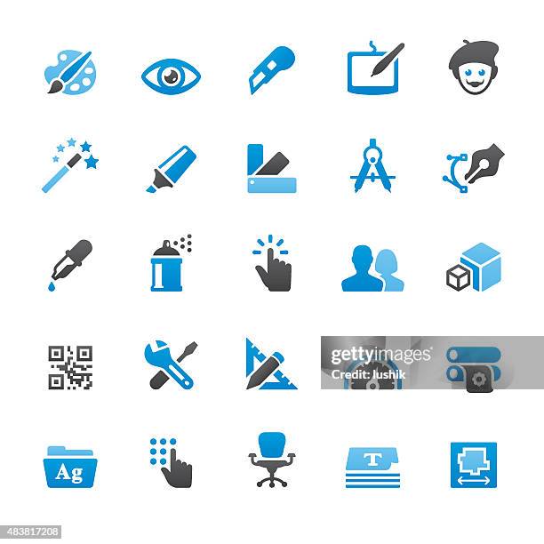 design and art related vector icons - proofreading stock illustrations