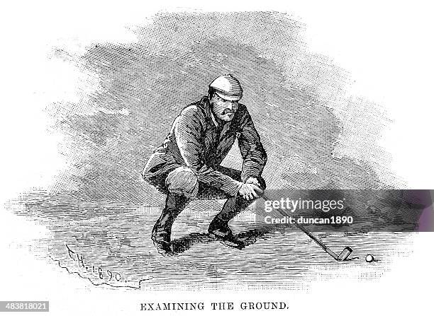victorian golf - man putting stock illustrations
