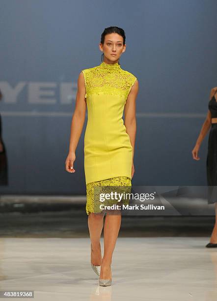 Model wearing White Suede during the Myer Spring 2015 Fashion Launch on August 13, 2015 in Sydney, Australia.