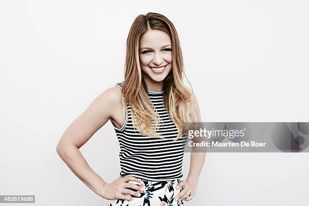 Actress Melissa Benoist of CBS's 'Supergirl'' poses in the Getty Images Portrait Studio powered by Samsung Galaxy at the 2015 Summer TCA's at The...
