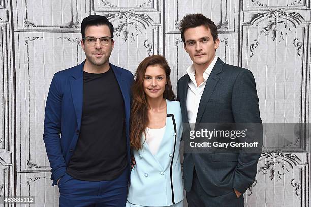 Actors Zachary Quinto, Hannah Ware and Rupert Friend attend AOL Build Presents: "Hitman: Agent 47" at AOL Studios In New York on August 13, 2015 in...