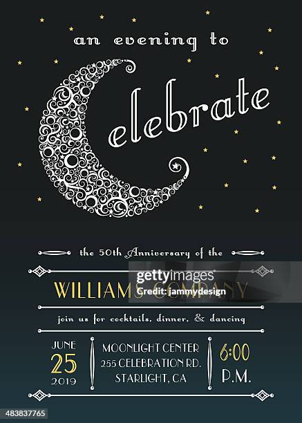 celestial celebration party invitation - corporate invitation stock illustrations