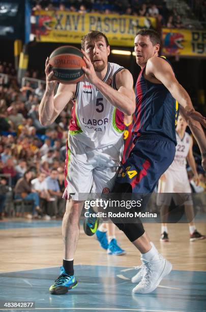 Andres Nocioni, #5 of Laboral Kutxa Vitoria in action during the 2013-2014 Turkish Airlines Euroleague Top 16 Date 14 game between FC Barcelona Regal...