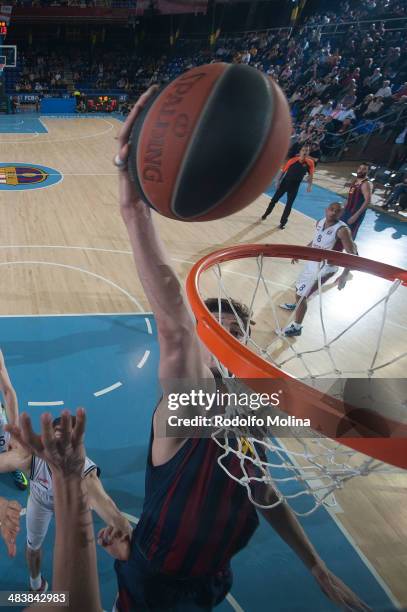 Ante Tomic, #44 of FC Barcelona in action during the 2013-2014 Turkish Airlines Euroleague Top 16 Date 14 game between FC Barcelona Regal v Laboral...