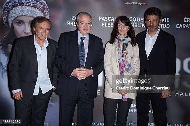 Alexandre Arcady, Jean-Paul Huchon, Zabou Breitman and Pascal Elbe attend the '24 Jours' Paris Premiere at Cinema Gaumont Marignan on April 10, 2014...