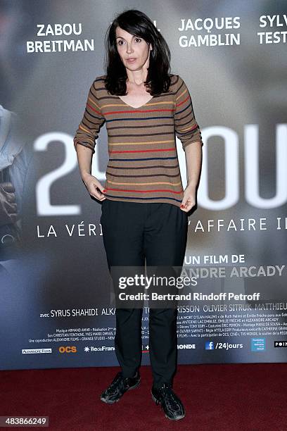 Actress of the movie Zabou Breitman attends the '24 Jours' Paris Premiere at Cinema Gaumont Marignan on April 10, 2014 in Paris, France.