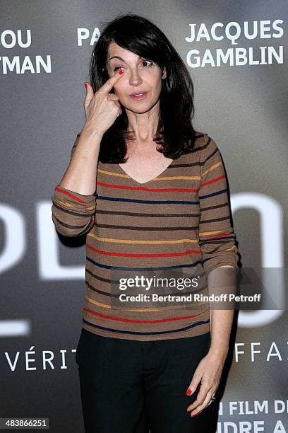 Actress of the movie Zabou Breitman attends the '24 Jours' Paris Premiere at Cinema Gaumont Marignan on April 10, 2014 in Paris, France.