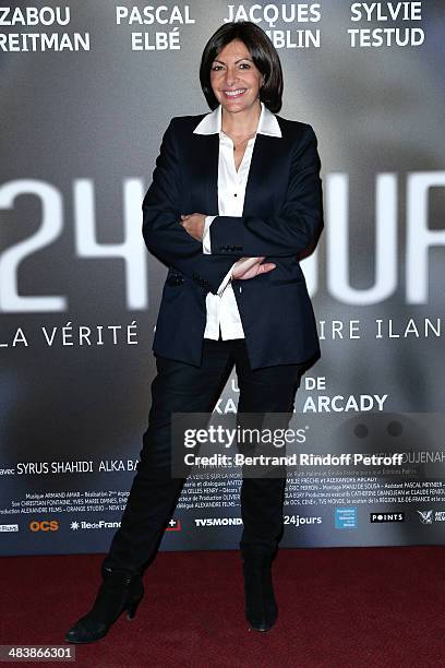 Mayor of Paris Anne Hidalgo attends the '24 Jours' Paris Premiere at Cinema Gaumont Marignan on April 10, 2014 in Paris, France.