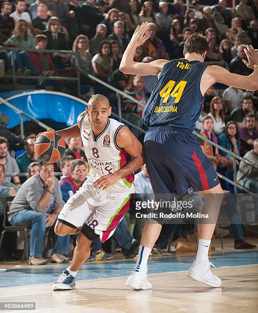 Adam Hanga, #8 of Laboral Kutxa Vitoria in action during the 2013-2014 Turkish Airlines Euroleague Top 16 Date 14 game between FC Barcelona Regal v...