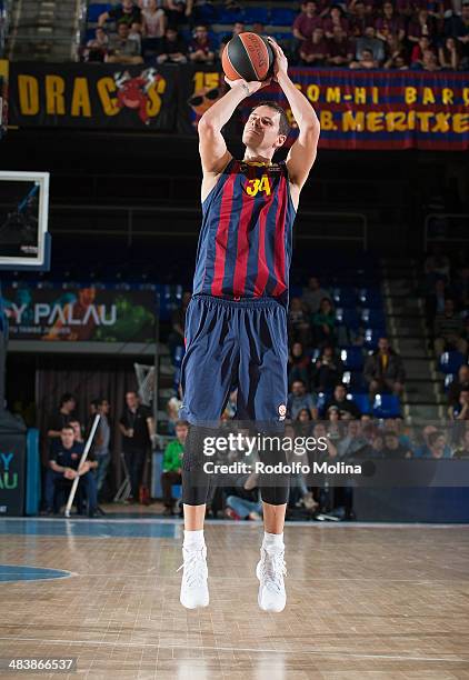 Bostjan Nachbar, #34 of FC Barcelona in action during the 2013-2014 Turkish Airlines Euroleague Top 16 Date 14 game between FC Barcelona Regal v...