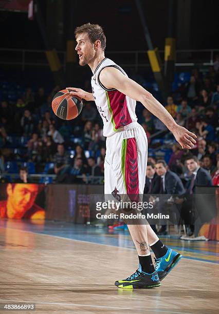 Andres Nocioni, #5 of Laboral Kutxa Vitoria in action during the 2013-2014 Turkish Airlines Euroleague Top 16 Date 14 game between FC Barcelona Regal...