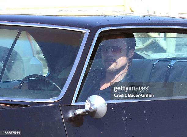 Brad Pitt is seen on the movie set of 'Killing Them Softly' on March 09, 2011 in Now Orleans, Louisiana.