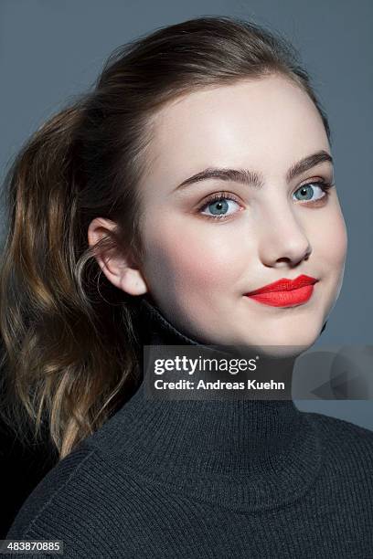 teenage girl with red lip stick, portrait. - red lipstick stick stock pictures, royalty-free photos & images