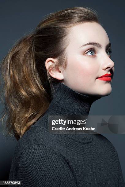 teenage girl with red lip stick, profile. - red lipstick stick stock pictures, royalty-free photos & images