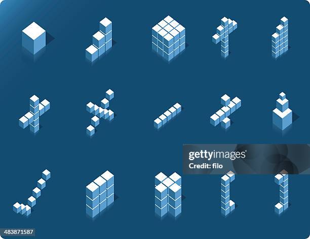 cubic icons set #01 [vector] - rubix cube stock illustrations