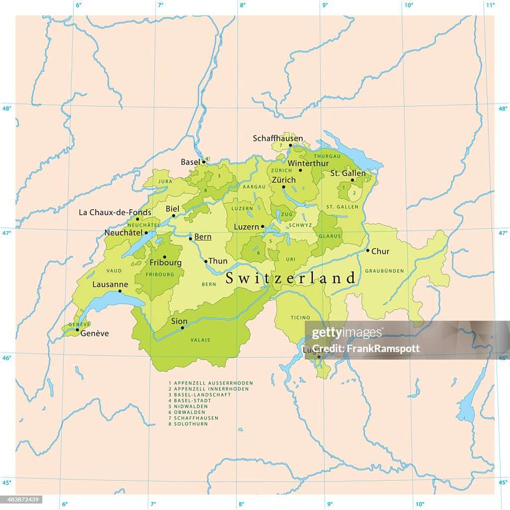 Switzerland Vector Map