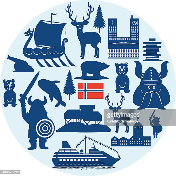 ilustraciones, imágenes clip art, dibujos animados e iconos de stock de símbolos de noruega - mar noruego