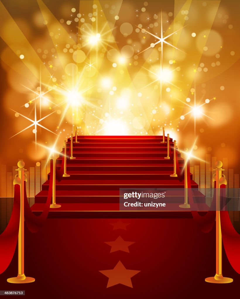 Red Carpet with Bright Yellow Background