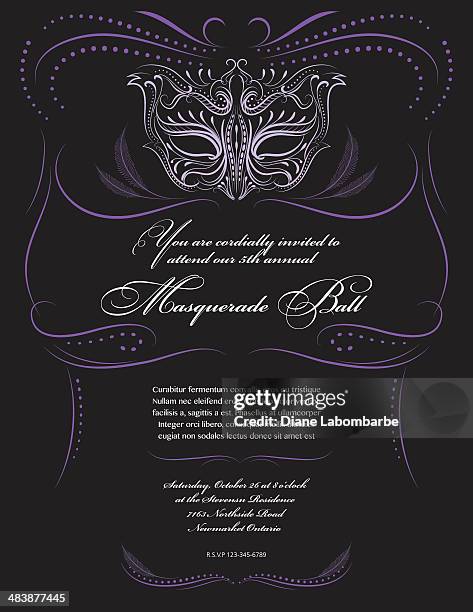 illustrations, cliparts, dessins animés et icônes de calligraphie style masque de mascarade invitation - bal