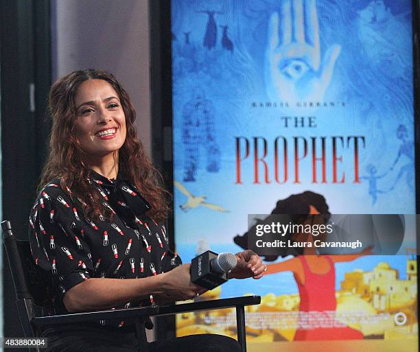 Salma Hayek attends AOL BUILD Speaker Series: "Kahlil Gibran's The Prophet" at AOL Studios In New York on August 6, 2015 in New York City.