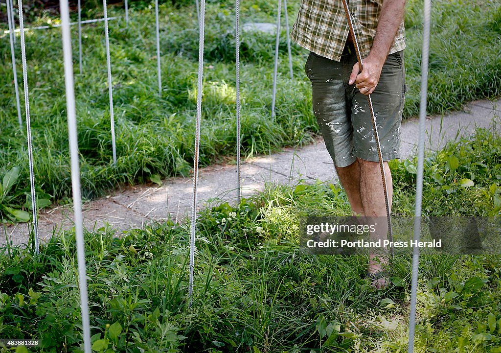 Mitchell Rasor Landscape architect Mitch Rasor of Yarmouth installs a temporary ...