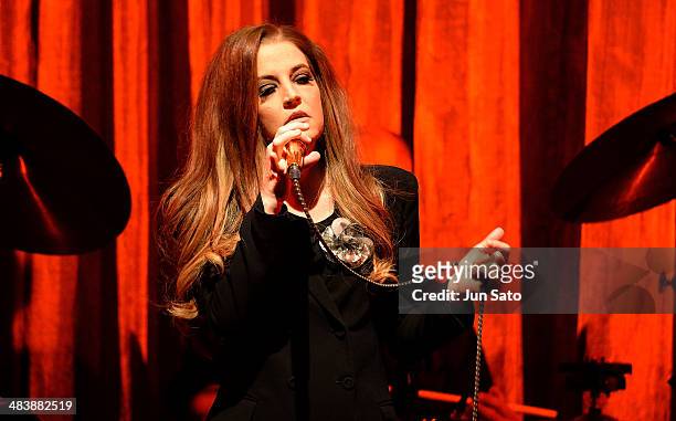 Lisa Marie Presley performs live to promote her new album 'Storm & Grace' at the Blue Note in Tokyo, Japan.