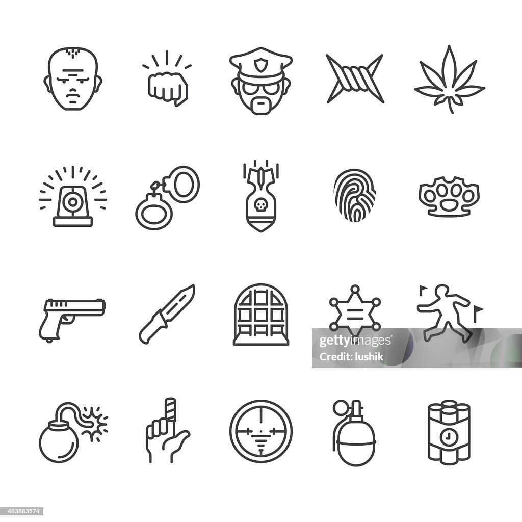 Crime related vector icons