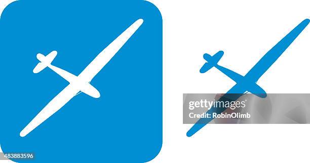 blue glider symbole - gleiten stock-grafiken, -clipart, -cartoons und -symbole