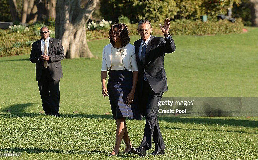 President Obama, First Lady Return To White House After Austin Civil Rights Summit