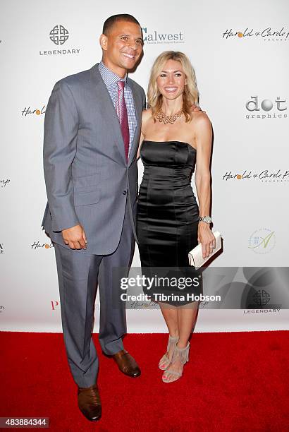 Miles Simon and Guest attend the 15th annual Harold and Carole Pump Foundation gala at the Hyatt Regency Century Plaza on August 7, 2015 in Los...