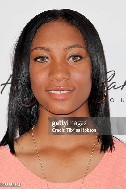 Mo'ne Davis attends the 15th annual Harold and Carole Pump Foundation gala at the Hyatt Regency Century Plaza on August 7, 2015 in Los Angeles,...