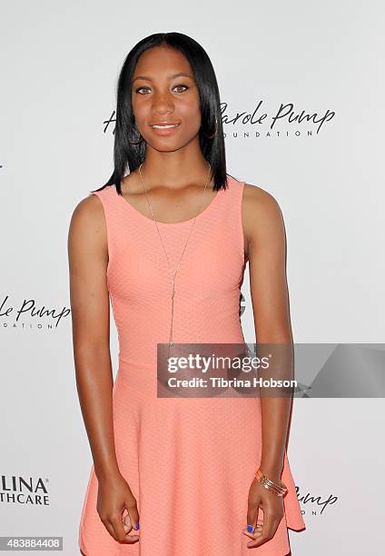 Mo'ne Davis attends the 15th annual Harold and Carole Pump Foundation gala at the Hyatt Regency Century Plaza on August 7, 2015 in Los Angeles,...