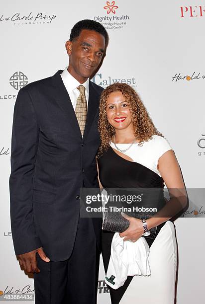 Ralph Sampson and Aleize Sampson attend the 15th annual Harold and Carole Pump Foundation gala at the Hyatt Regency Century Plaza on August 7, 2015...