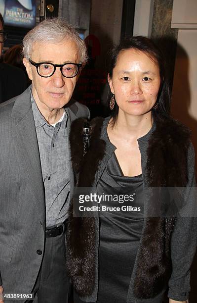 Woody Allen and Soon-Yi Previn attend the "Bullets Over Broadway" opening night at St. James Theatre on April 10, 2014 in New York City.