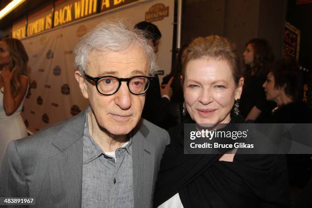 Woody Allen and Diane Weist attend the "Bullets Over Broadway" opening night at St. James Theatre on April 10, 2014 in New York City.