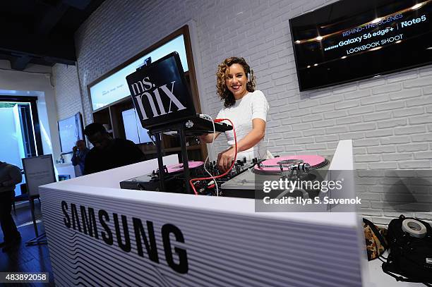 Actress Nicole Lyn performs as DJ Ms. Nix at the launch of Samsungs fall Lookbook in celebration of the new Samsung Galaxy S6 edge+ and Galaxy Note5...