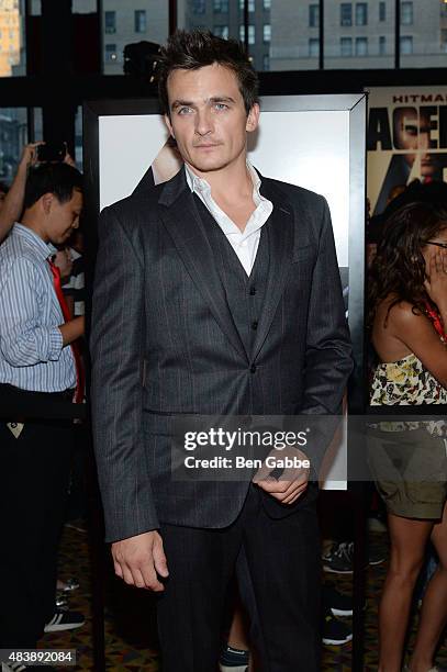 Actor Rupert Friend attends the New York premiere of "Hitman Agent 47" at AMC Empire 25 theater on August 13, 2015 in New York City.