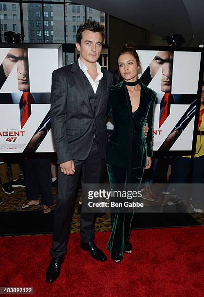 Actors Rupert Friend and Hannah Ware attend the New York premiere of "Hitman Agent 47" at AMC Empire 25 theater on August 13, 2015 in New York City.